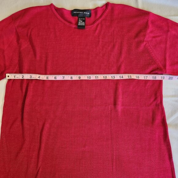 August Silk Women's Size Large Fuchsia Round Neck Silk Pullover Sweater Career - Picture 11 of 13